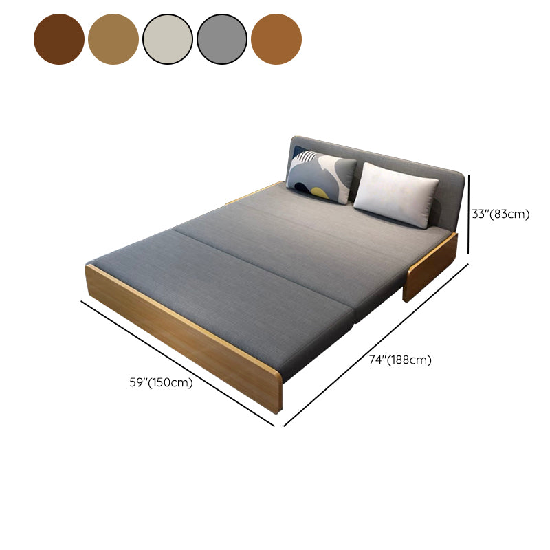 Modern and Contemporary Wood Fabric Mattress Upholstered No Theme Bed