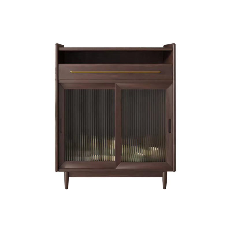 Modern Solid Wood Display Cabinet Glass Door Storage Cabinet with Drawers