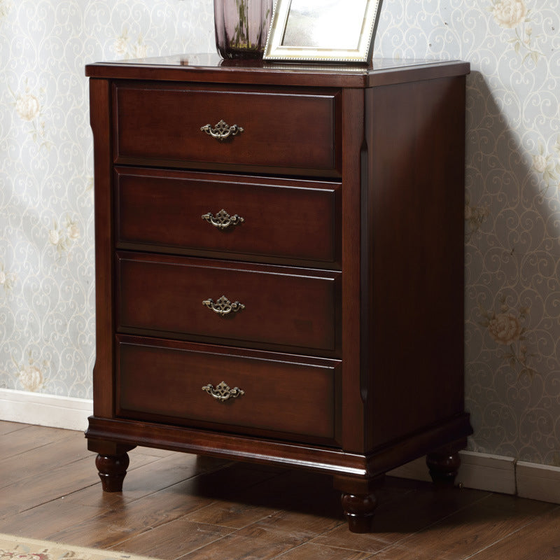 Traditional Wooden Bedroom Chest Vertical Storage Chest with Drawers