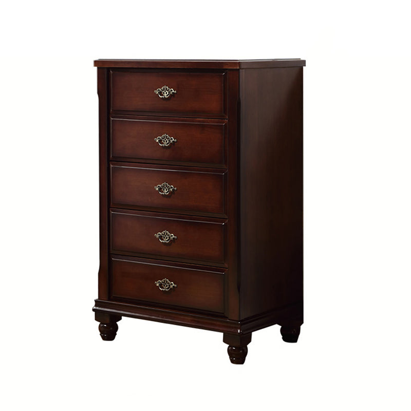 Traditional Wooden Bedroom Chest Vertical Storage Chest with Drawers