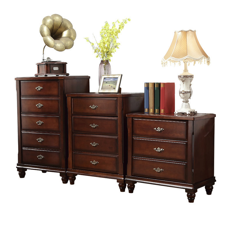 Traditional Wooden Bedroom Chest Vertical Storage Chest with Drawers