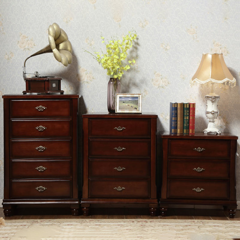 Traditional Wooden Bedroom Chest Vertical Storage Chest with Drawers