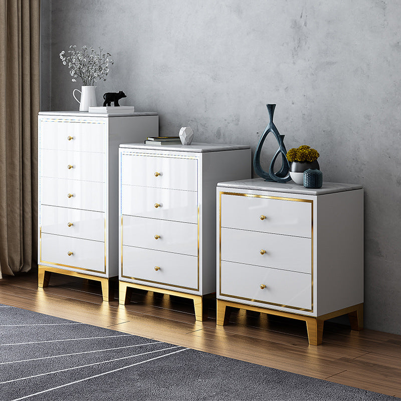 Glam Vertical Bedroom Chest Wooden Storage Chest with Drawers
