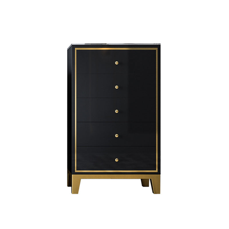 Glam Vertical Bedroom Chest Wooden Storage Chest with Drawers