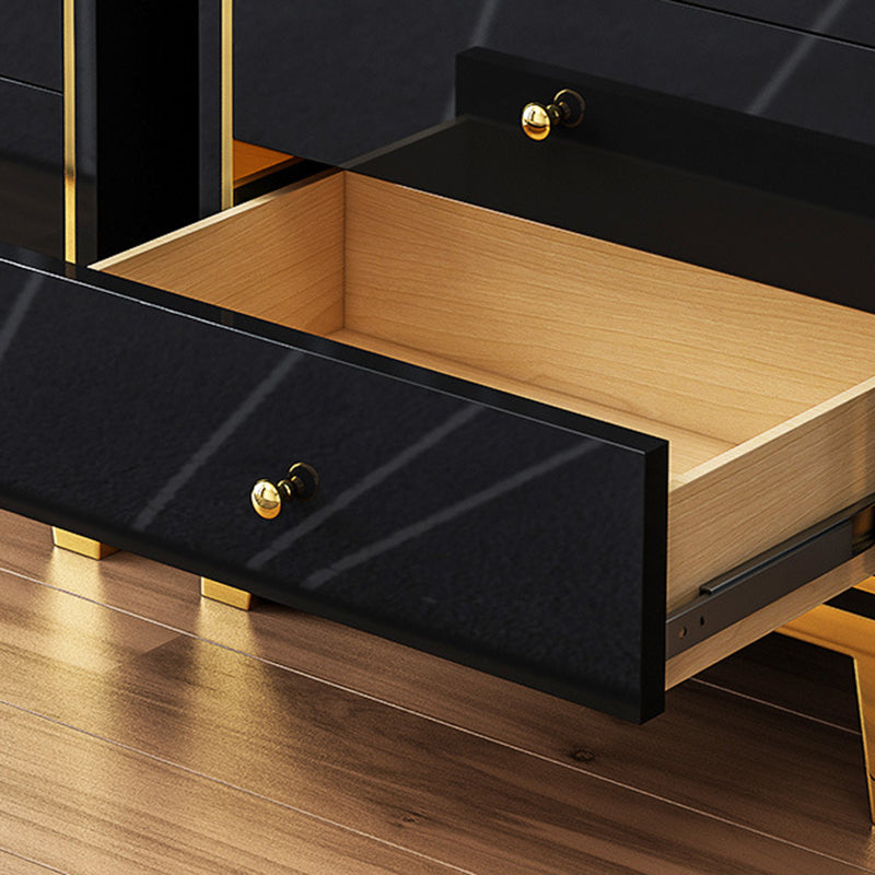 Glam Vertical Bedroom Chest Wooden Storage Chest with Drawers