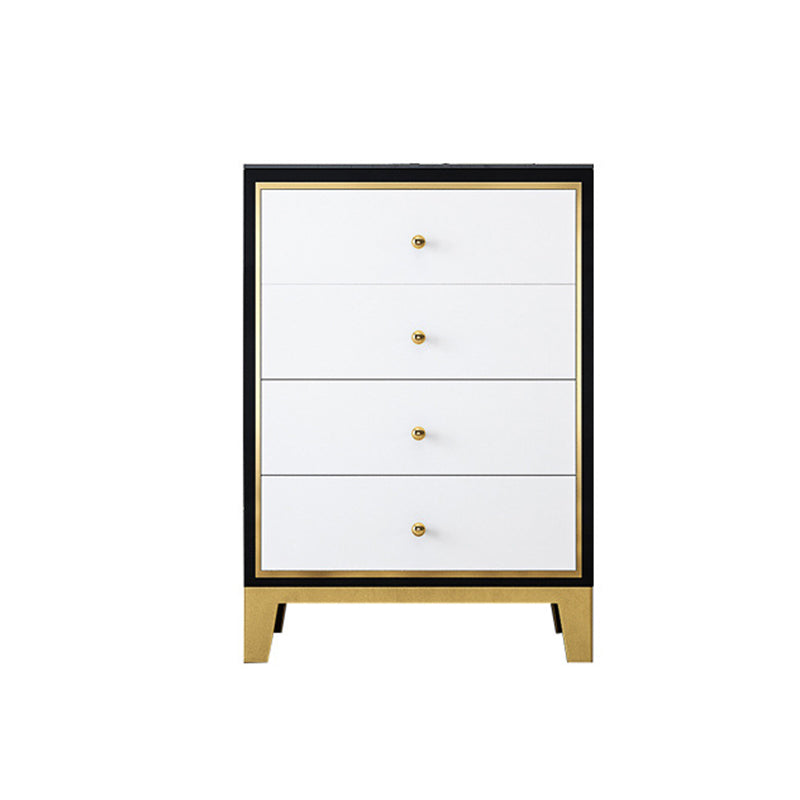Glam Vertical Bedroom Chest Wooden Storage Chest with Drawers