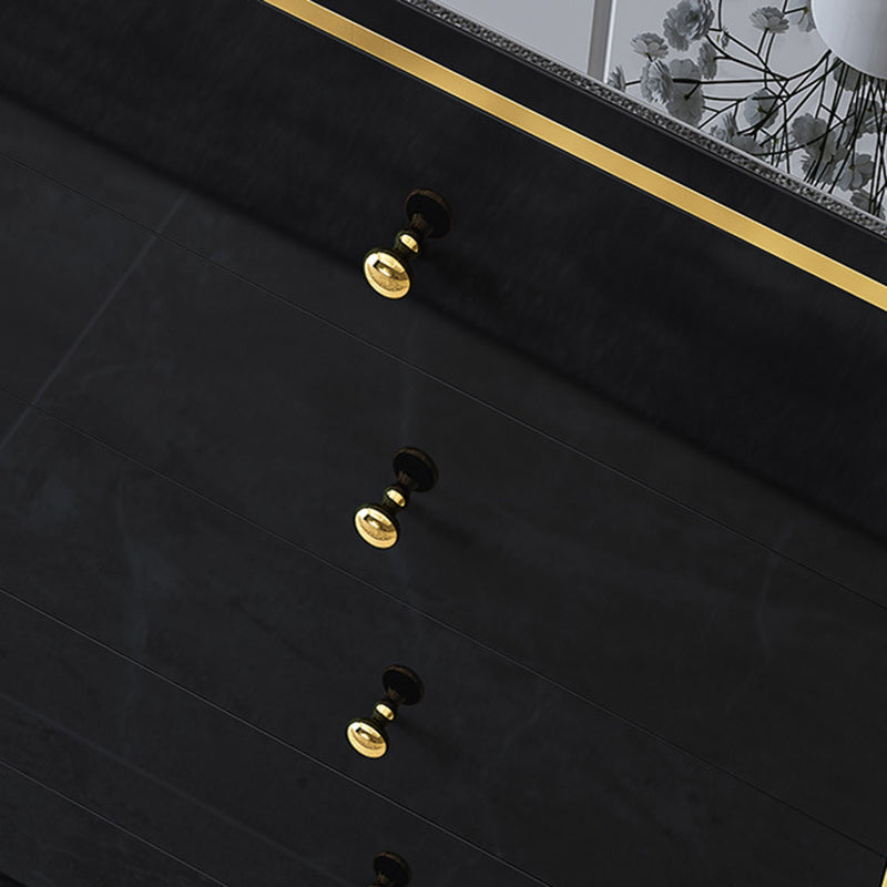 Glam Vertical Bedroom Chest Wooden Storage Chest with Drawers