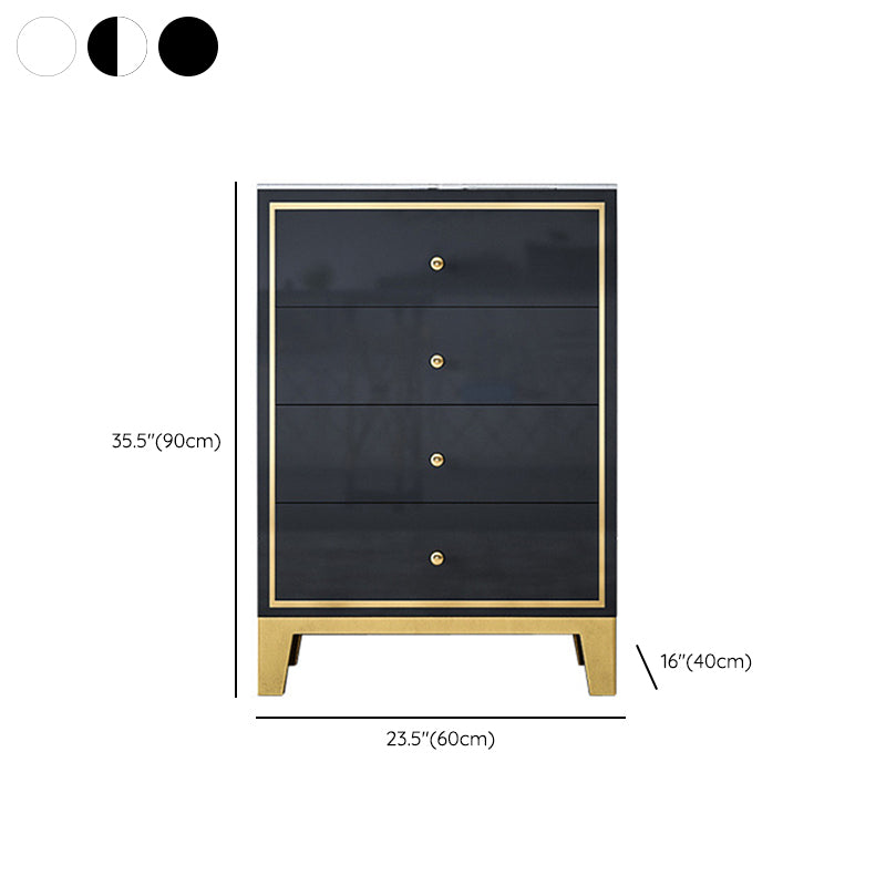 Glam Vertical Bedroom Chest Wooden Storage Chest with Drawers