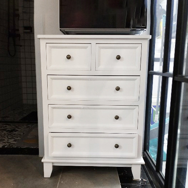 13.8" W Vertical Chest Solid Wood White Storage Chest with Drawers