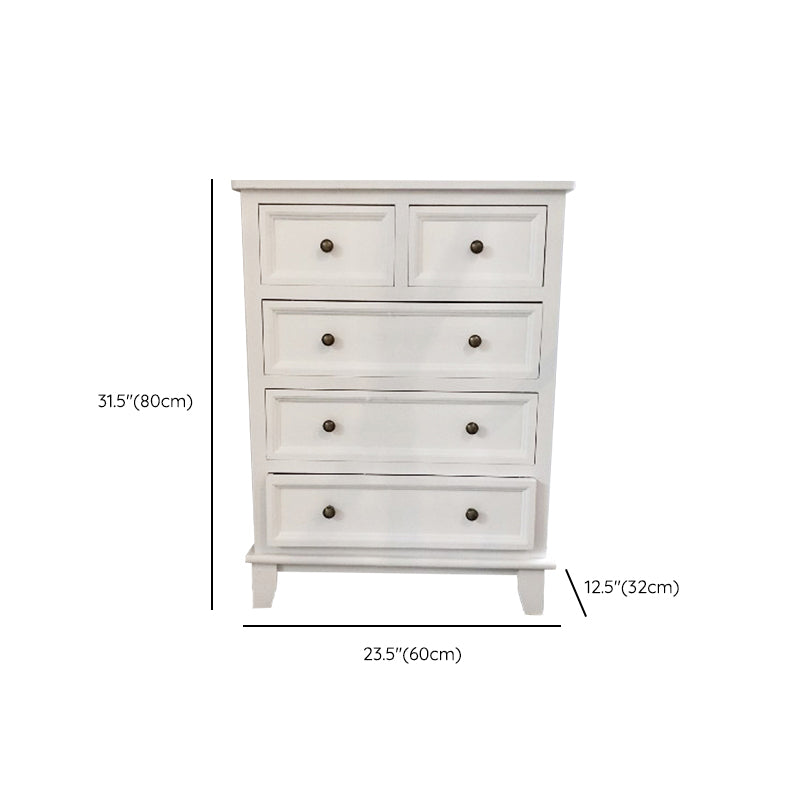 13.8" W Vertical Chest Solid Wood White Storage Chest with Drawers