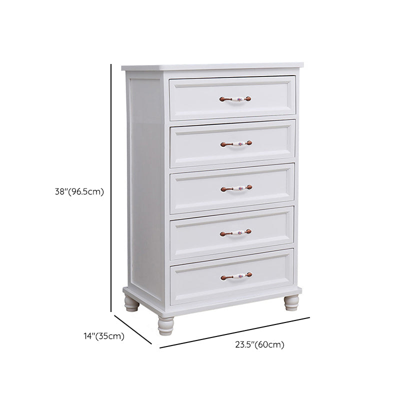 13.8" W Vertical Chest Solid Wood White Storage Chest with Drawers