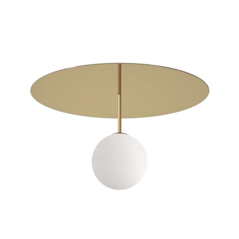 Metal Ceiling Light 1-Light Ceiling Mount Light with Glass Shade for Living Room
