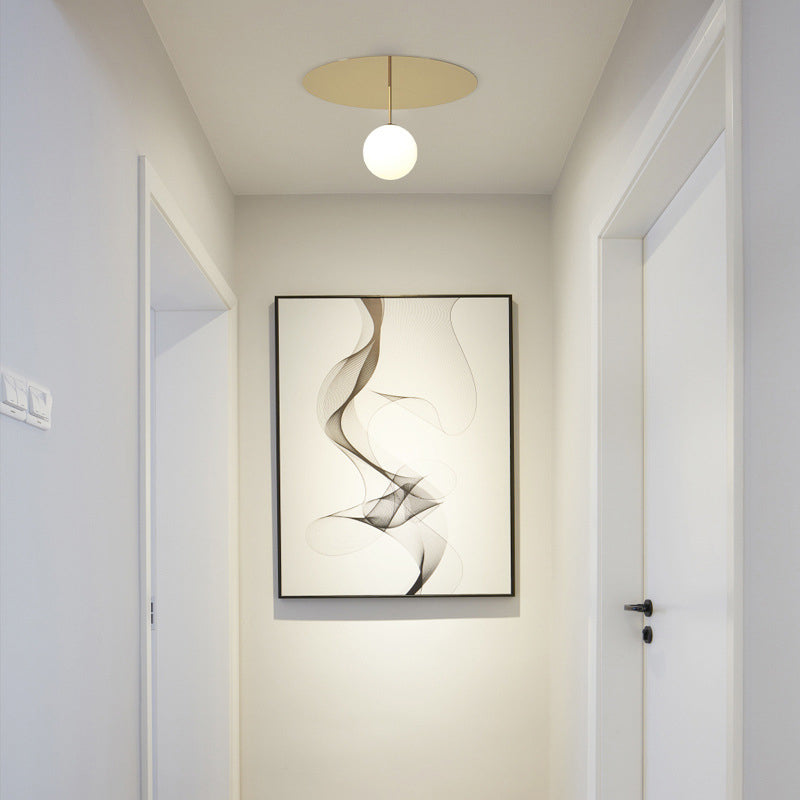 Metal Ceiling Light 1-Light Ceiling Mount Light with Glass Shade for Living Room