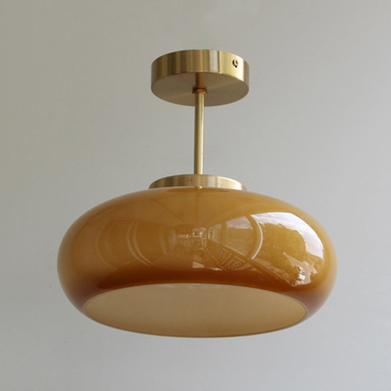 Modern Ceiling Light Orange Ceiling Mount Light with Glass Shade for Bedroom
