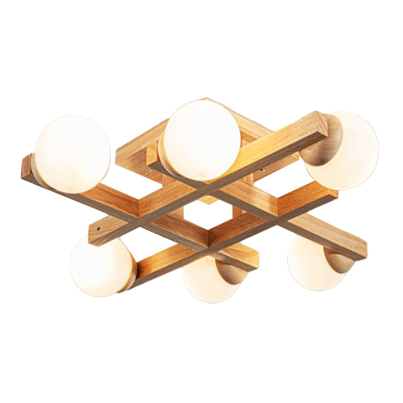 Flush Mount Ceiling Light Modern Wood Fixture Flush Mount Lamp for Living Room