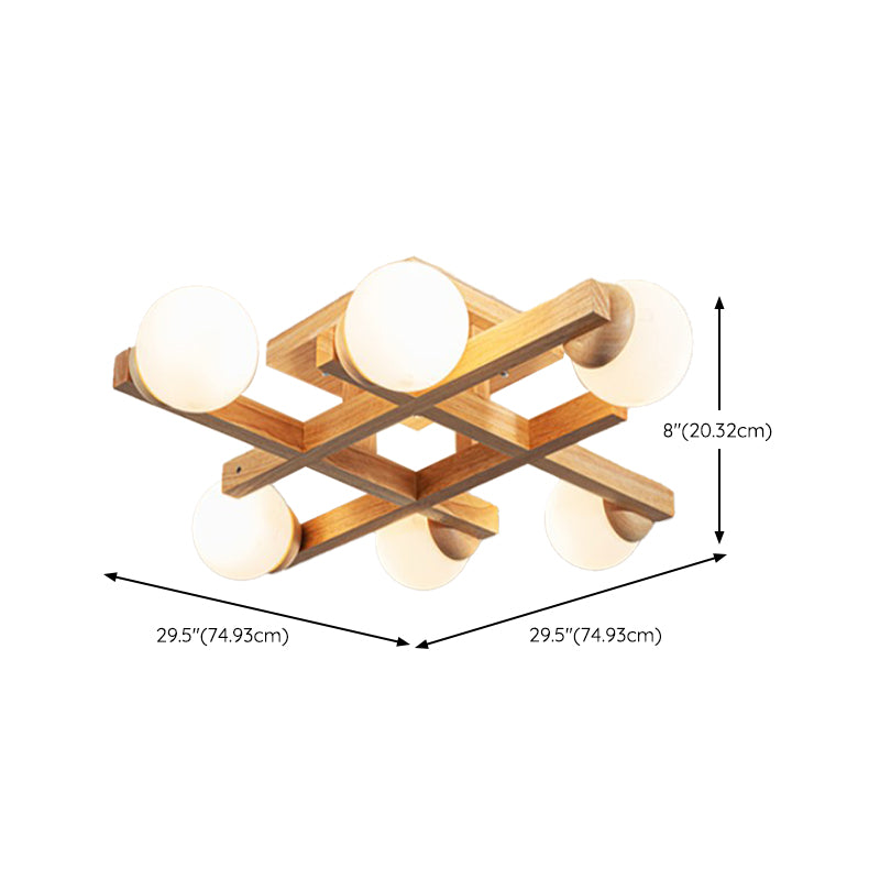Flush Mount Ceiling Light Modern Wood Fixture Flush Mount Lamp for Living Room
