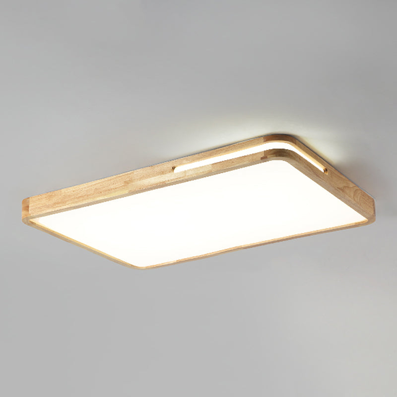 Modern Wood Flush Mount Geometric Shape Ceiling Lamp with Acrylic Shade for Living Room