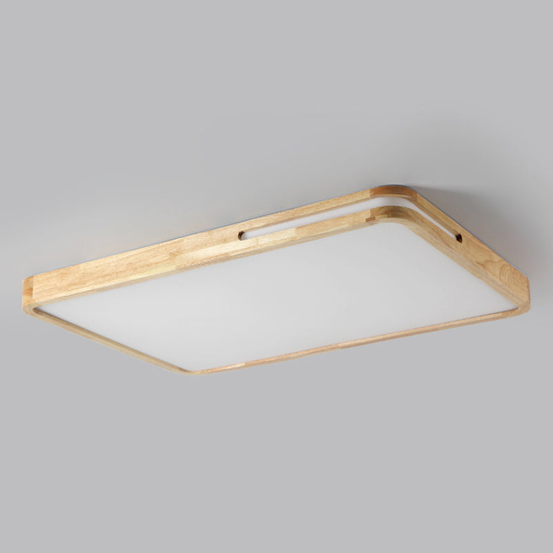 Modern Wood Flush Mount Geometric Shape Ceiling Lamp with Acrylic Shade for Living Room