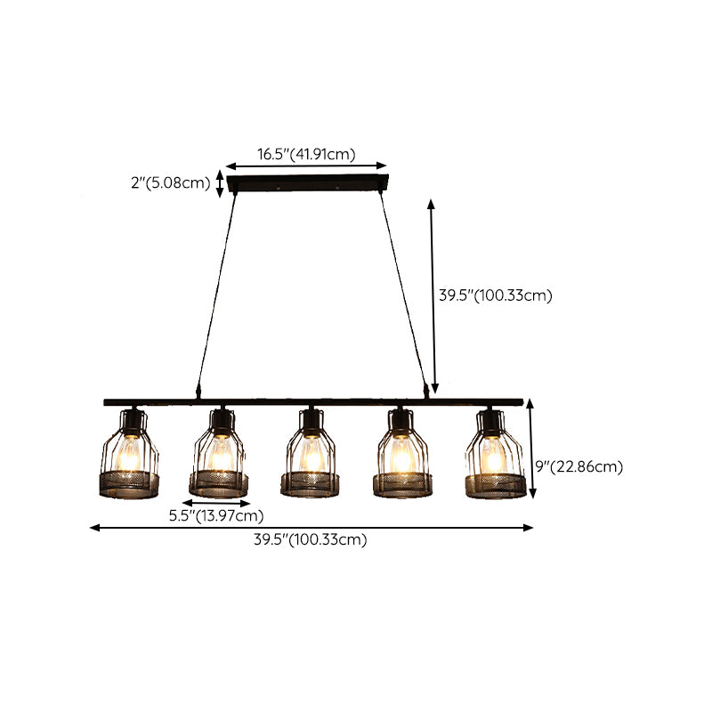 Metal Island Pendant Industrial Style Island Light Fixtures for Living Room