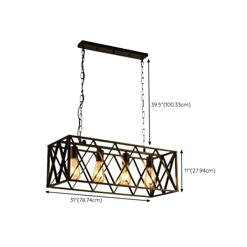 Rectangular Shape Island Pendant Industrial Style Island Pendant Lighting for Living Room