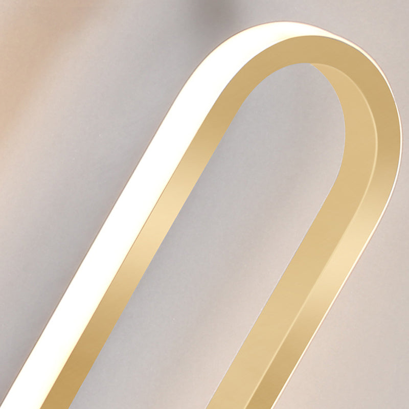 Metal Oval Shape Wall Sconce Modern Style 1 Light Wall Light Fixture in Gold