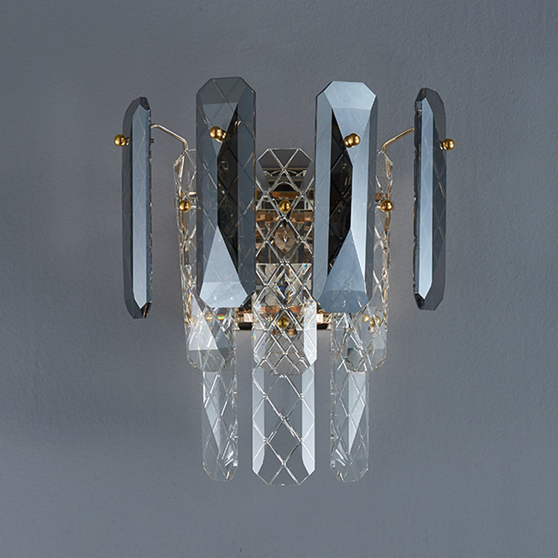 Modern Style Three-Tiered Wall Light Crystal 2 Light Sconces for Bedroom