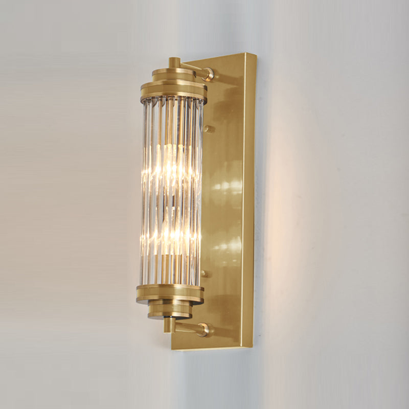 Modern Style Cylinder Shape Wall Light Crystal 2 Light Sconces for Bedroom