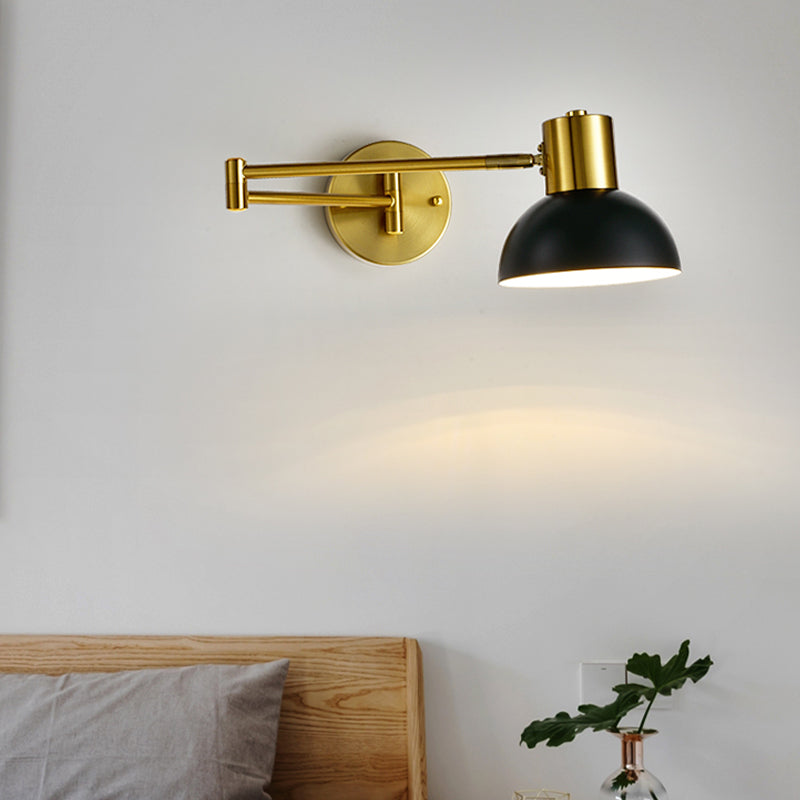 1 Light Swing Arm Flush Mount Wall Sconce Simplicity Metal Wall Mount Lamp
