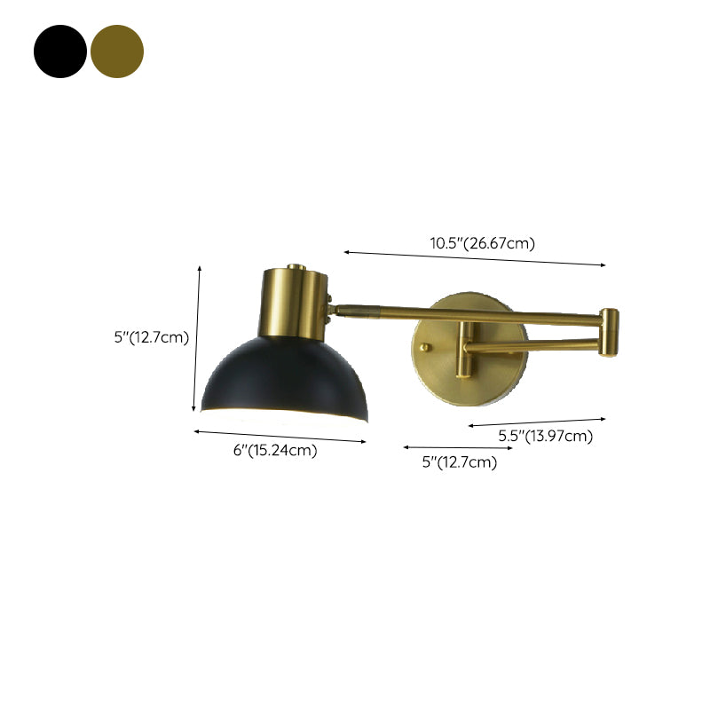 1 Light Swing Arm Flush Mount Wall Sconce Simplicity Metal Wall Mount Lamp