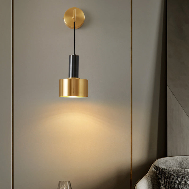 1 Light Cylinder Wall Sconce Modern Style Metal Sconces for Bedroom
