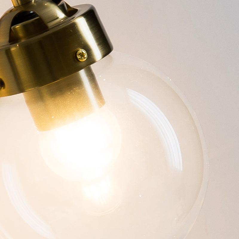 Industrial Style Ball Wall Sconce Glass 1 Light Sconces in Gold for Bedroom