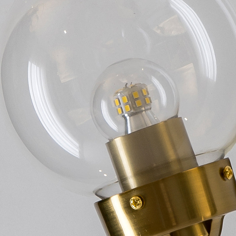 Industrial Style Ball Wall Sconce Glass 1 Light Sconces in Gold for Bedroom