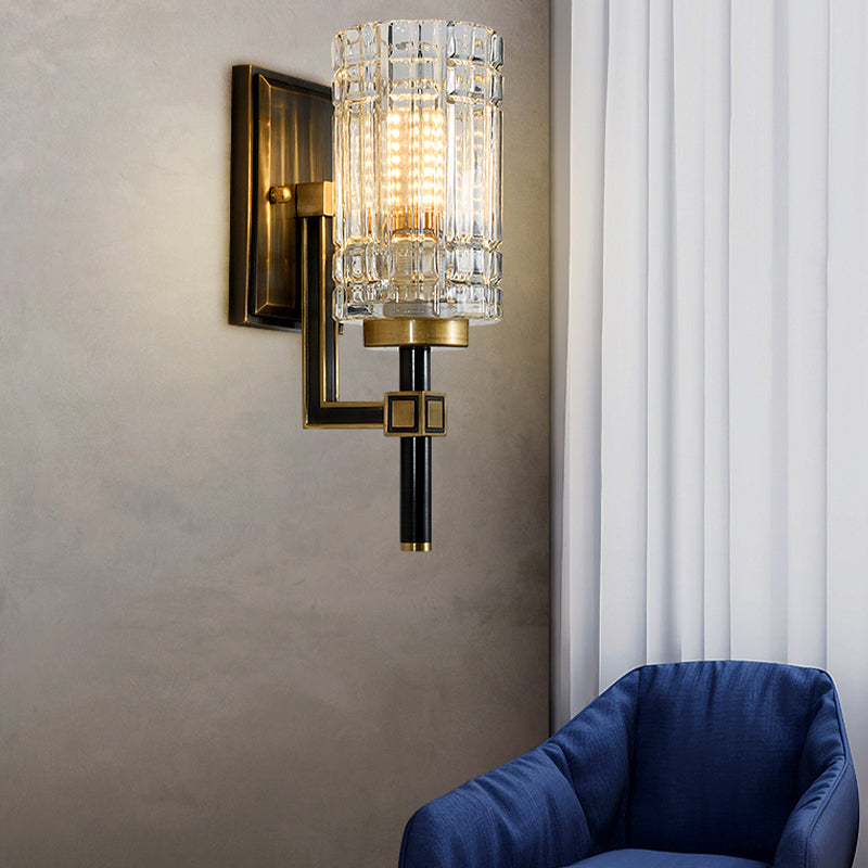 Modern Style Cylinder Shape Wall Light Crystal 1 Light Sconces for Living Room