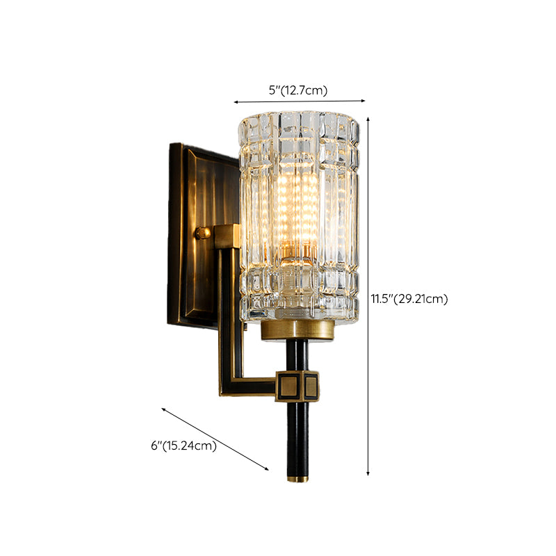 Modern Style Cylinder Shape Wall Light Crystal 1 Light Sconces for Living Room