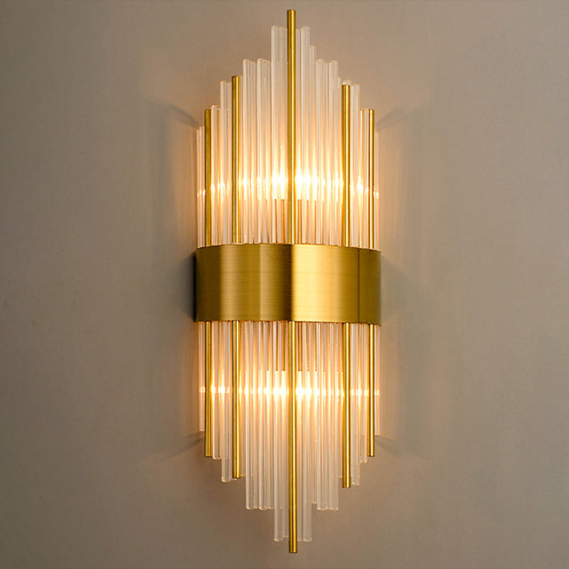 Crystal Geometric Shape Wall Sconce Modern Style 2 Lights Wall Light Fixture in Gold