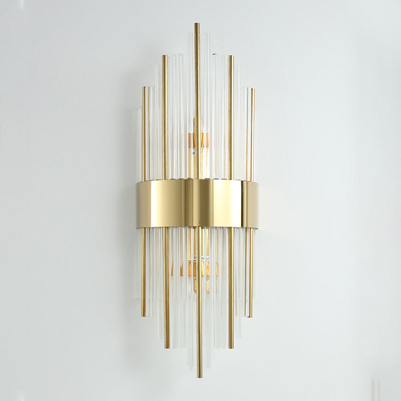 Crystal Geometric Shape Wall Sconce Modern Style 2 Lights Wall Light Fixture in Gold