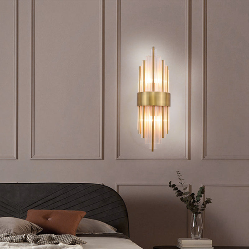 Crystal Geometric Shape Wall Sconce Modern Style 2 Lights Wall Light Fixture in Gold