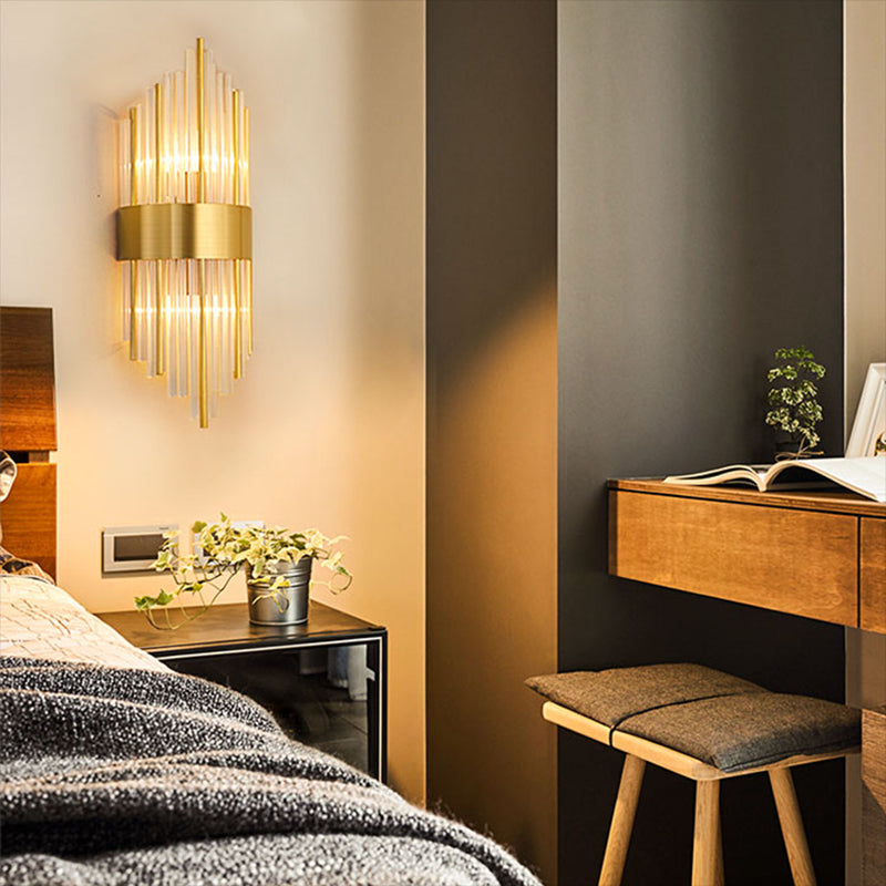 Crystal Geometric Shape Wall Sconce Modern Style 2 Lights Wall Light Fixture in Gold