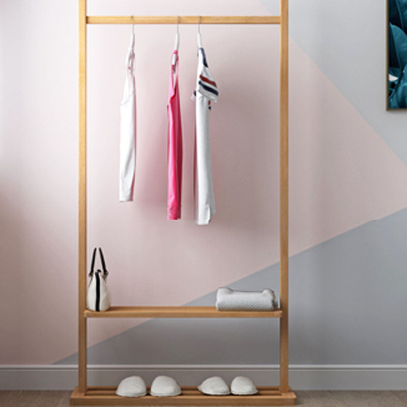 Contemporary Style Coat Hanger Solid Walnut Shelve Design Coat Rack for Living Room
