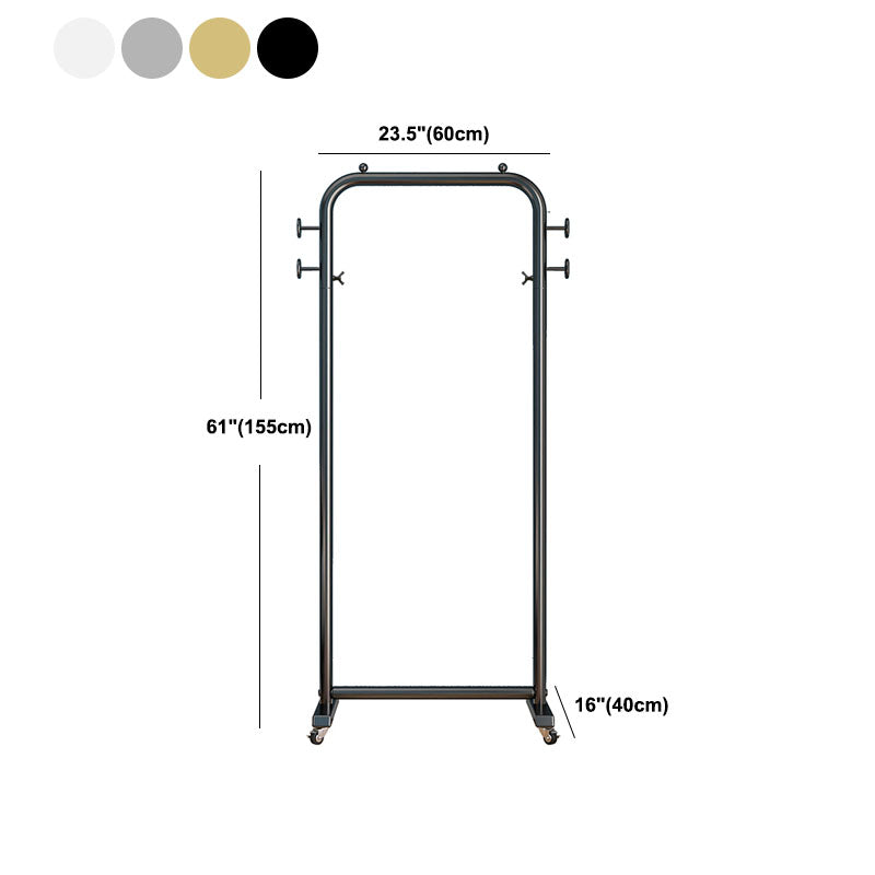 Modern Coat Rack Metal Hanging Rail and 4 Hooks Entry Hall Tree