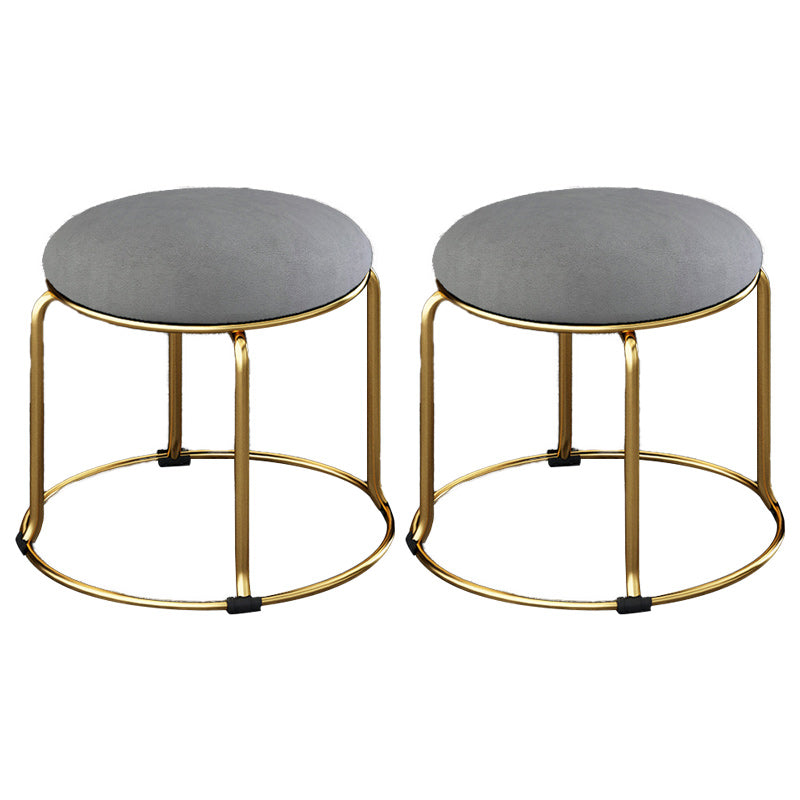 Fabric Round Pouf Plain Fade Resistant Metal Frame Contemporary Pouf