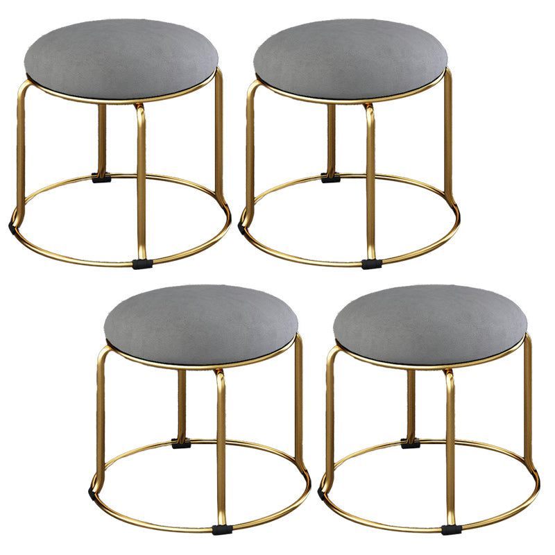 Fabric Round Pouf Plain Fade Resistant Metal Frame Contemporary Pouf