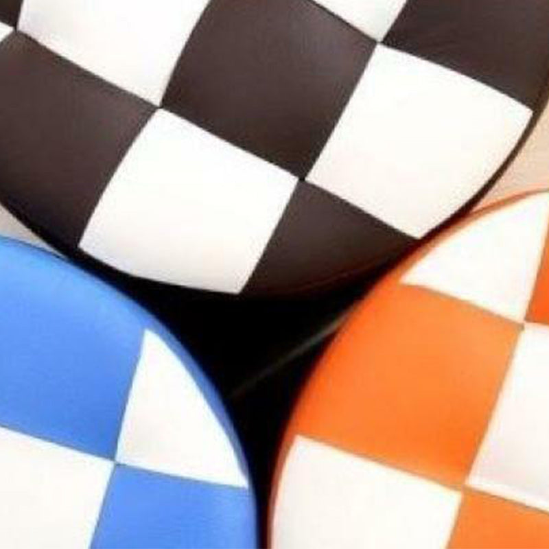 Contemporary Pouf Ottoman PU Leather Upholstered Tufted Square Pattern Round Ottoman