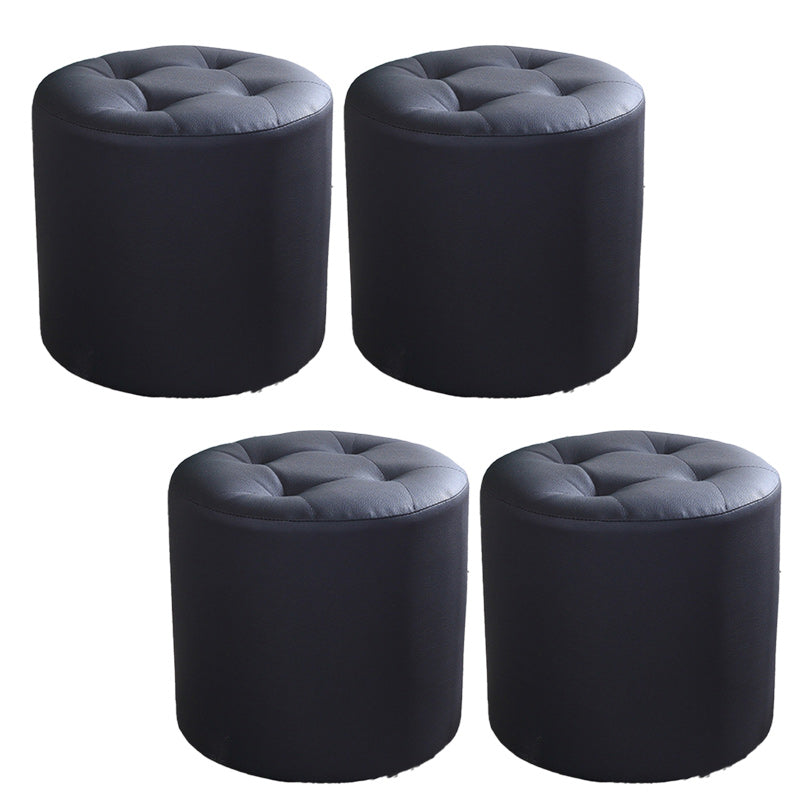 Tufted Pouf Faux Leather Cylinder Shape Water Resistant Whole Colored Pouf Ottoman