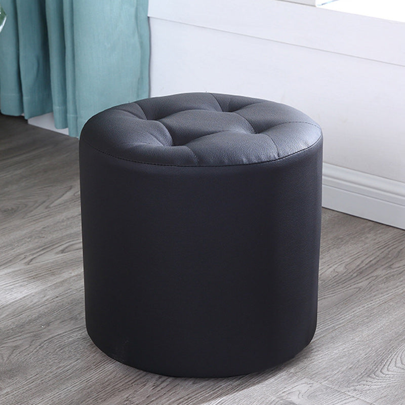 Tufted Pouf Faux Leather Cylinder Shape Water Resistant Whole Colored Pouf Ottoman