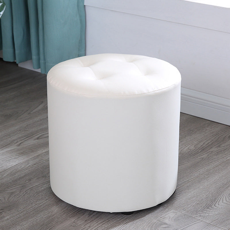 Tufted Pouf Faux Leather Cylinder Shape Water Resistant Whole Colored Pouf Ottoman