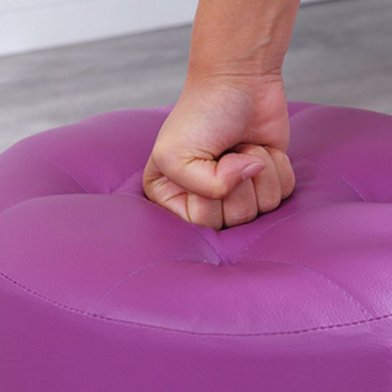 Tufted Pouf Faux Leather Cylinder Shape Water Resistant Whole Colored Pouf Ottoman