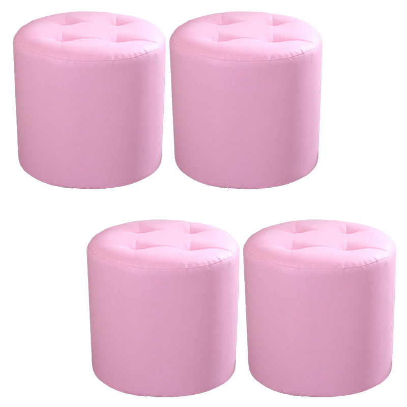 Tufted Pouf Faux Leather Cylinder Shape Water Resistant Whole Colored Pouf Ottoman