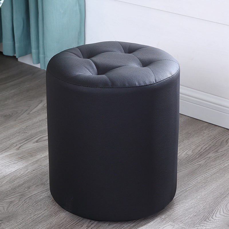 Tufted Pouf Faux Leather Cylinder Shape Water Resistant Whole Colored Pouf Ottoman