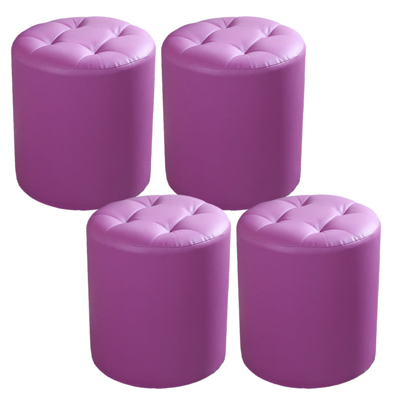 Tufted Pouf Faux Leather Cylinder Shape Water Resistant Whole Colored Pouf Ottoman
